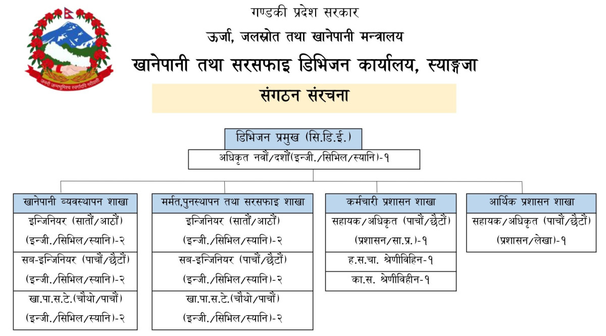 Organization Structure Chart of खानेपानी तथा सरसफाइ डिभिजन कार्यालय, स्याङ्जा